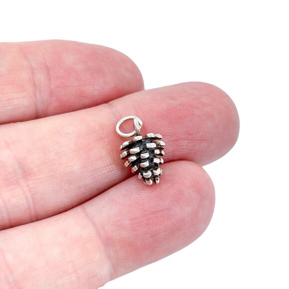 Vintage Sterling Silver Pinecone Charm Pendant | Nature-Inspired Jewelry - Picture 1 of 6